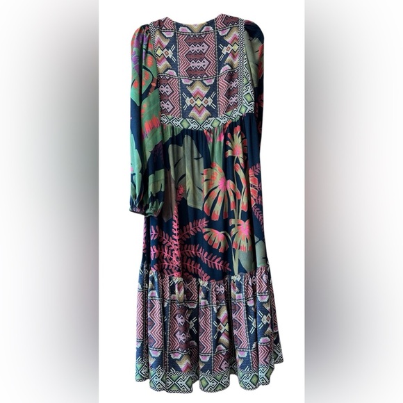 Farm Rio Tropical Forest V-Neck Midi Dress - Multi color size XS. - Picture 5 of 12